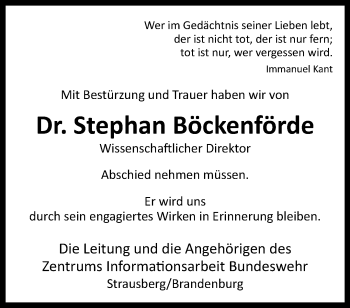 Anzeige von Stephan Böckenförde 