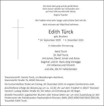 Anzeige von Edith Türck 