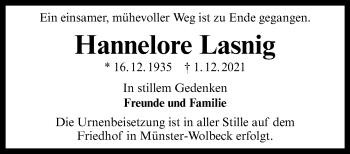 Anzeige von Hannelore Lasnig 