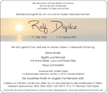 Anzeige von Rolf Döpke 