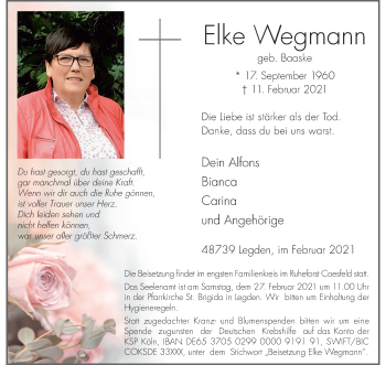 Anzeige von Elke Wegmann 