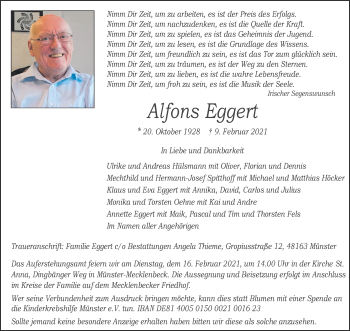 Anzeige von Alfons Eggert 