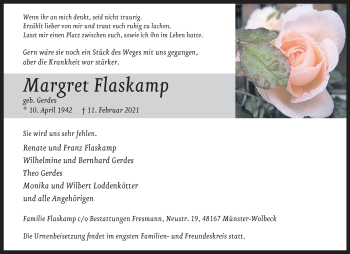 Anzeige von Margret Flaskamp 