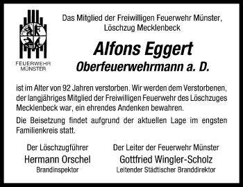 Anzeige von Alfons Eggert 