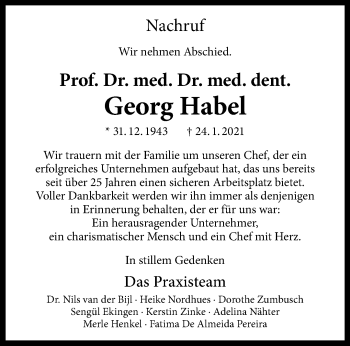 Anzeige von Georg Habel 