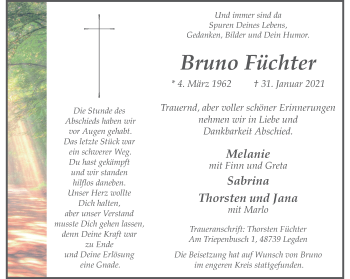 Anzeige von Bruno Füchter 