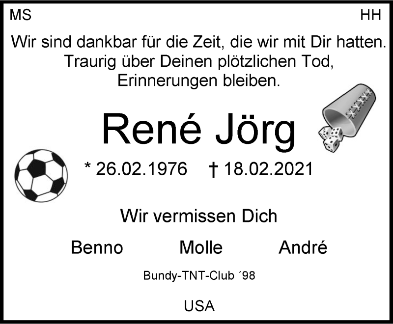  Traueranzeige für Rene Jörg vom 06.03.2021 aus 