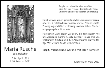 Anzeige von Maria Rusche 