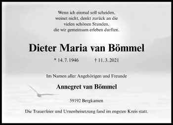 Anzeige von Dieter Maria van Bömmel 