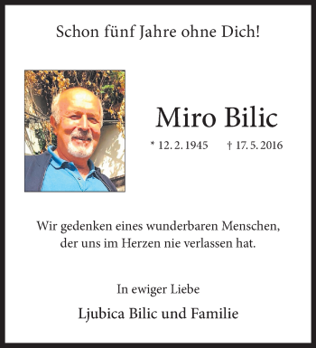 Anzeige von Miro Bilic 