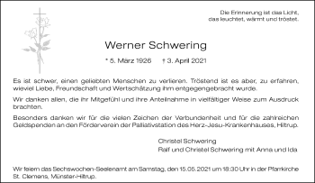 Anzeige von Werner Schwering 