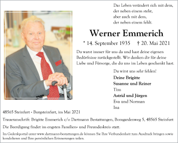 Anzeige von Werner Emmerich 