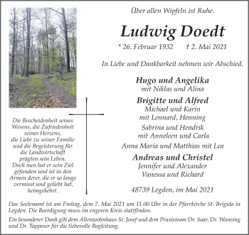 Anzeige von Ludwig Doedt 