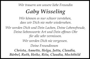 Anzeige von Gaby Wisseling 