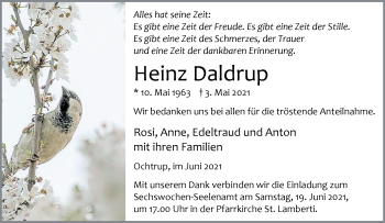 Anzeige von Heinz Daldrup 