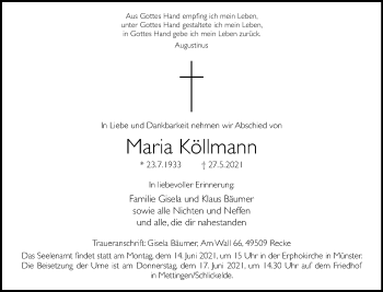 Anzeige von Maria Köllmann 