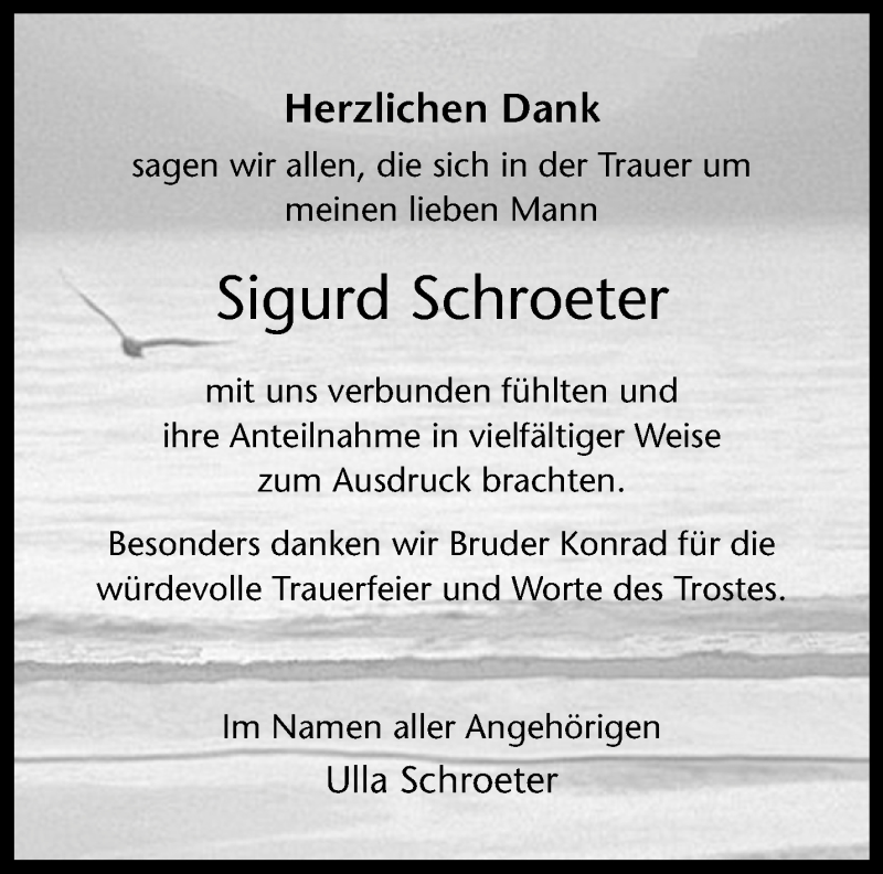  Traueranzeige für Sigurd Schroeter vom 05.06.2021 aus 