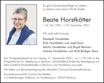 Anzeige von Beate Horstkötter 