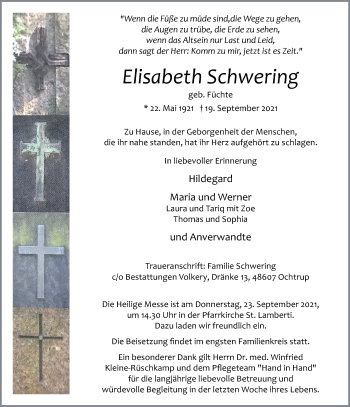 Anzeige von Elisabeth Schwering 