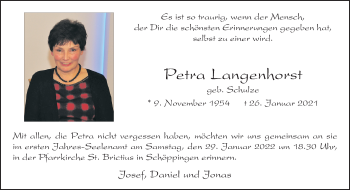 Anzeige von Petra Langenhorst 