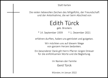 Anzeige von Edith Türck 