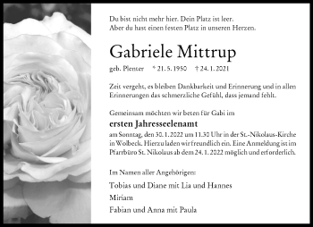 Anzeige von Gabriele Mittrup 