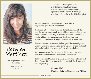 Anzeige von Carmen Martinez 