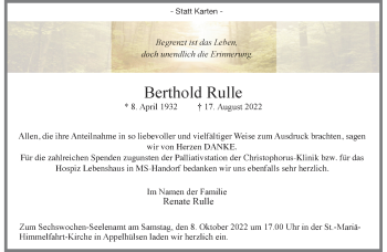 Anzeige von Berthold Rulle 