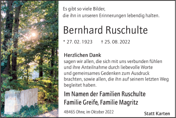 Anzeige von Bernhard Ruschulte 