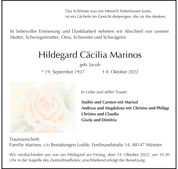 Anzeige von Hildegard Cäcilia Marinos 