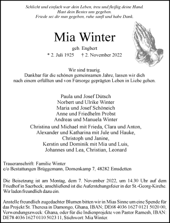 Anzeige von Mia Winter 