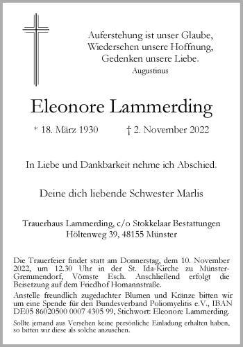 Anzeige von Eleonore Lammerding 