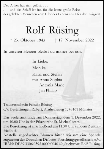 Anzeige von Rolf Rüsing 