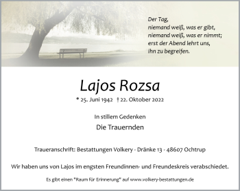 Anzeige von Lajos Rozsa 