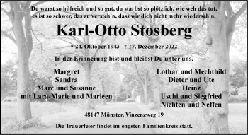 Anzeige von Karl-Otto Stosberg 