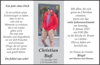 Anzeige von Christian Buß 