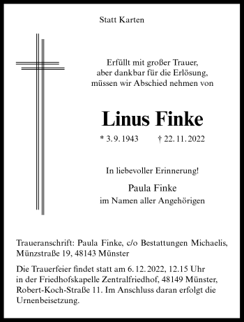 Anzeige von Linus Finke 