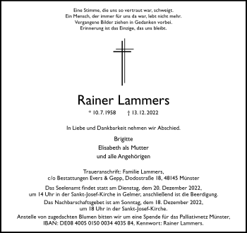 Anzeige von Rainer Lammers 