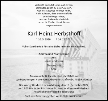 Anzeige von Karl-Heinz Herbsthoff 