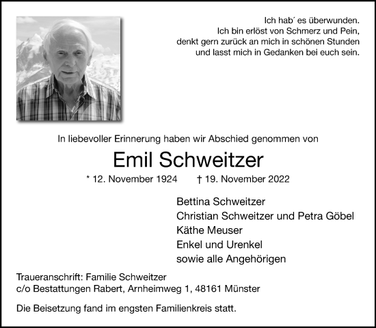 Anzeige von Emil Schweitzer 