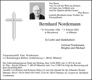 Anzeige von Bernhard Nordemann 