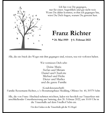 Anzeige von Franz Richter 