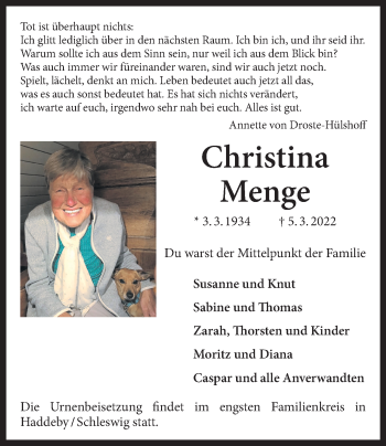 Anzeige von Christina Menge 