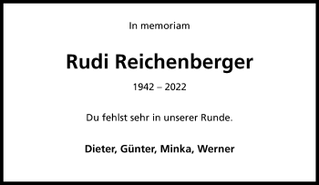 Anzeige von Rudolf Reichenberger 