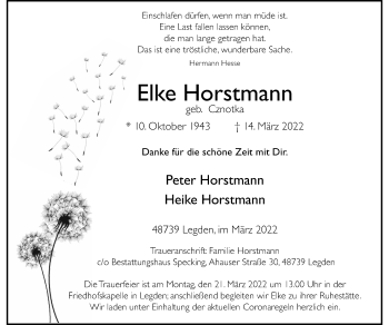 Anzeige von Elke Horstmann 