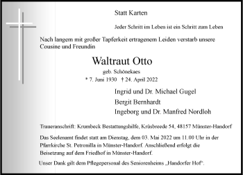 Anzeige von Waltraut Otto 