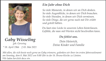 Anzeige von Gaby Wisseling 