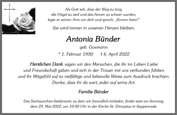 Anzeige von Antonia Bünder 