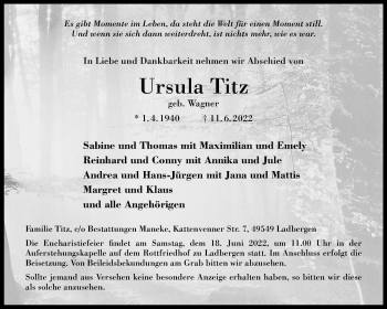 Anzeige von Ursula Titz 