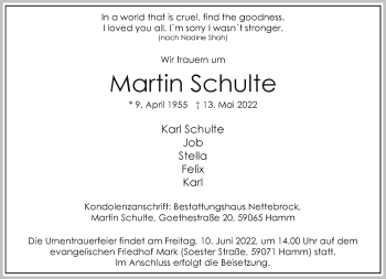 Anzeige von Martin Schulte 